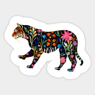 Abstract Floral Tiger Silhouette Sticker